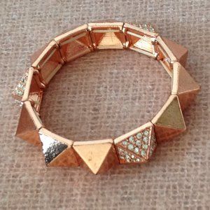 Rose Gold Spiky Bracelet with Faux Gemstones